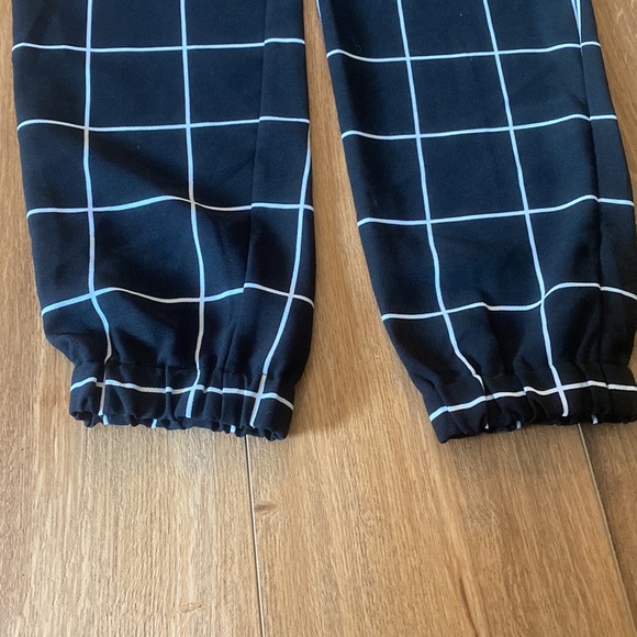 Merona black windowpane joggers pull on with pockets and drawstring small - Picture 4 of 8